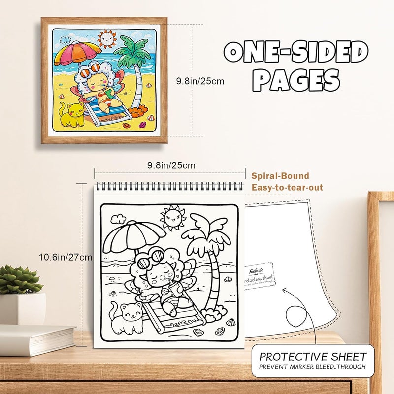 FunLavie 2 Pack Cozy Coloring Books for Adult Relaxation - 64 Pages Comfy City & Flower Fairy Scenes for Adult Stress Relief & Relieve Anxiety, Mindfulness Gift for Women, Spiral Bound – by - Image 3